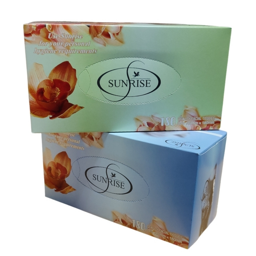 Sunrise Facial Tissues 2ply 180 sheets x 36 boxes per carton ...